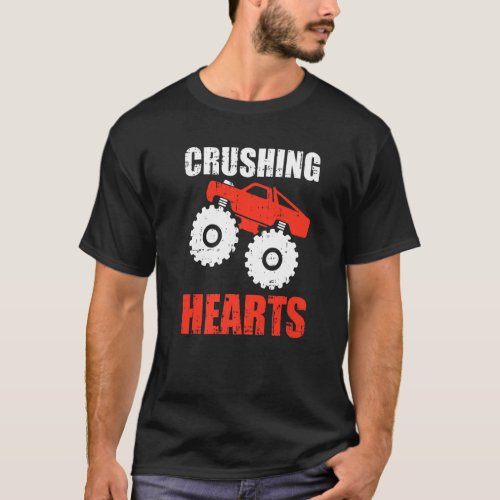 Crushing Heart Valentines Day Cool Monster Truck L T_Shirt