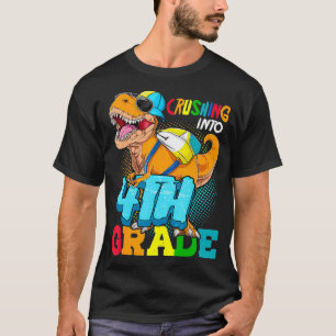 Crushing Into 4th Grade Dinosaur Back To School  T-Shirt
