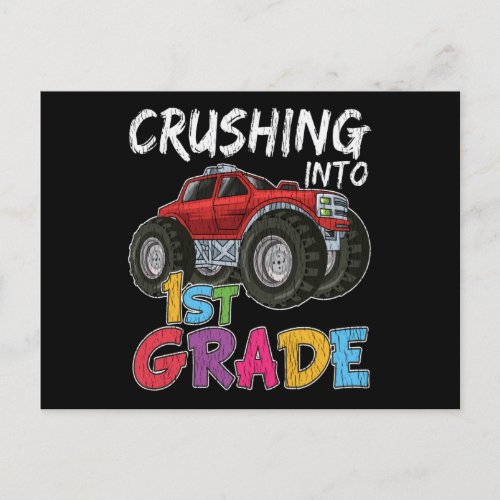 Crushing Into First Grade School Teacher Kid Truck Postcard