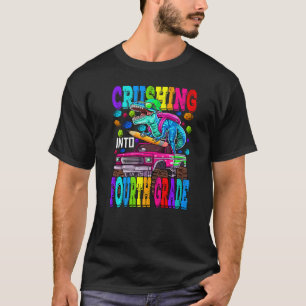 Crushing Into Fourth Grade Monster Truck Dinosaur T-Shirt
