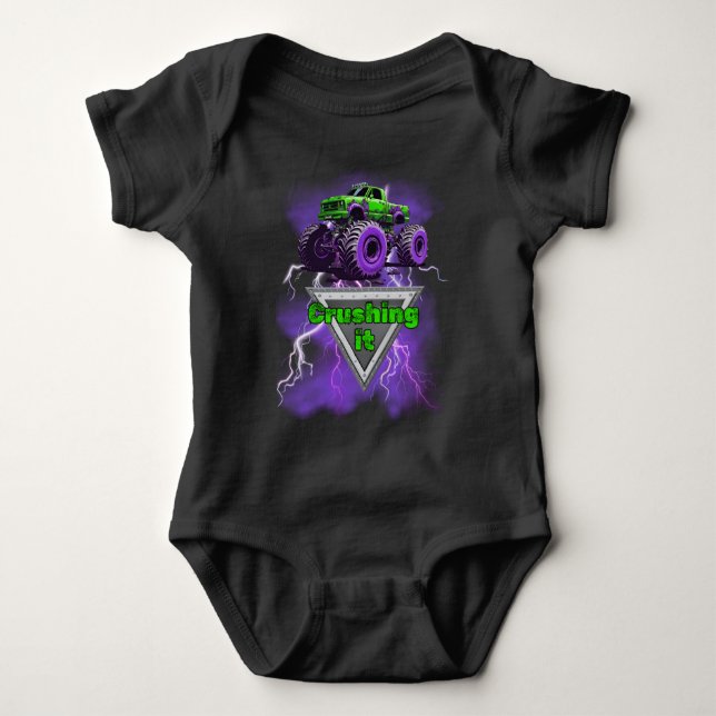 Crushing It, Monster Truck Baby One-piece Baby Bodysuit (Front)