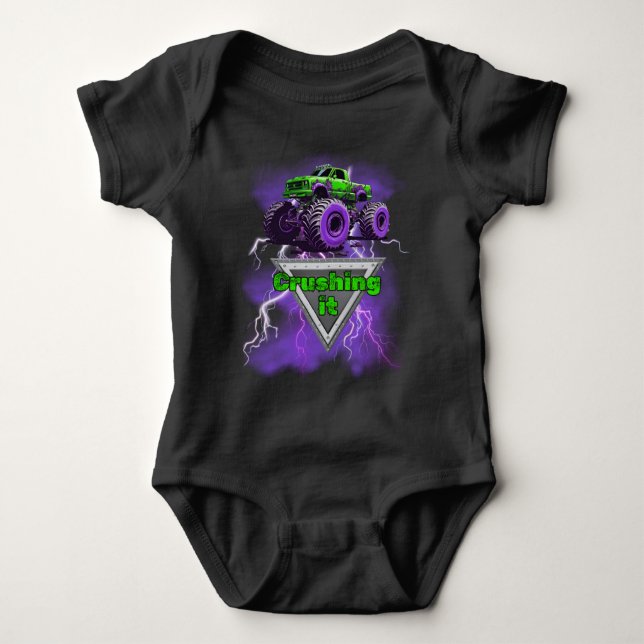 Crushing It, Monster Truck Baby One-piece Bodysuit (Front)