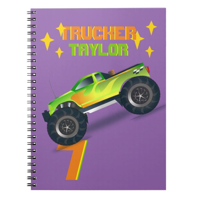 Crushing It MONSTER TRUCK Kids Birthday AGE NAME Notebook (Front)