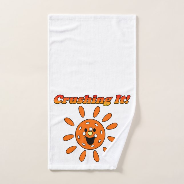 Crushing It - Orange Sunshine Pickleball Hand Towel (Hand Towel)