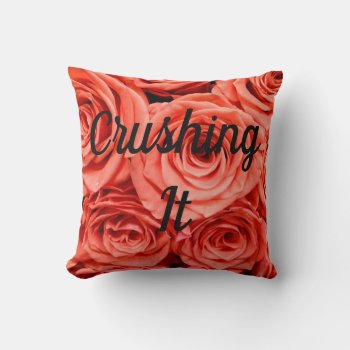 Crushing It Peach Roses Throw Pillow by Frasure_Studios at Zazzle