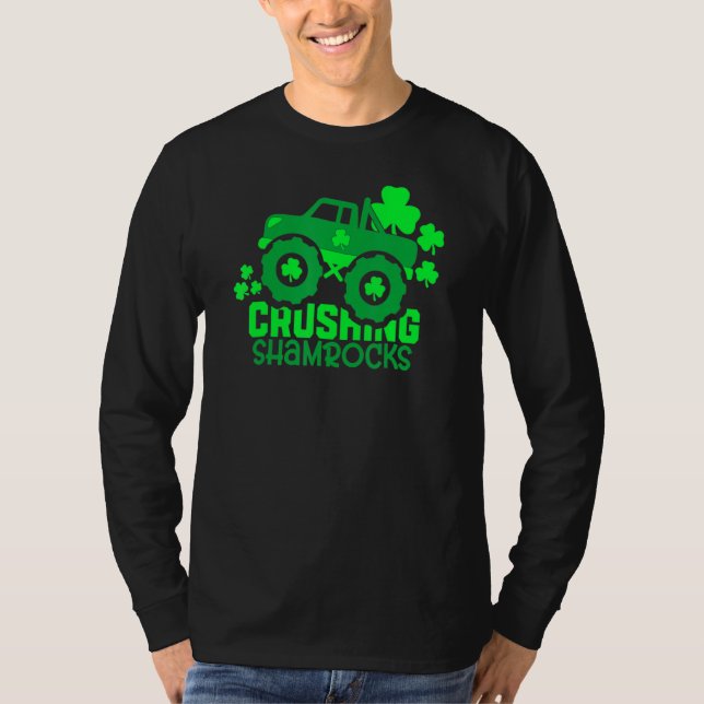 Crushing Shamrocks Monster Truck Boys Irish St Pat T-Shirt (Front)