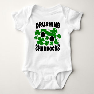 Crushing Shamrocks St. Patrick's Day MonsterTruck  Baby Bodysuit