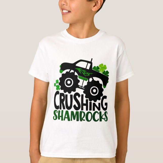 Crushing Shamrocks Truck | St. Patrick's Day T-Shirt (Front)