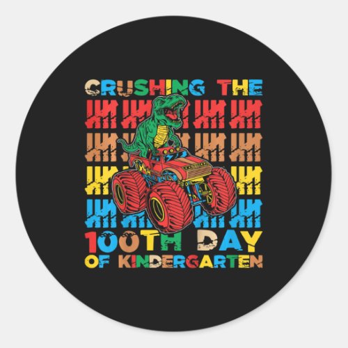 Crushing The 100th Day Of School Boys 100 Days Of  Classic Round Sticker