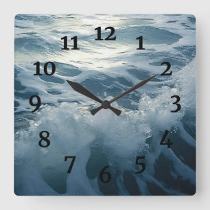 Crushing Waves Painting Square Wall Clock