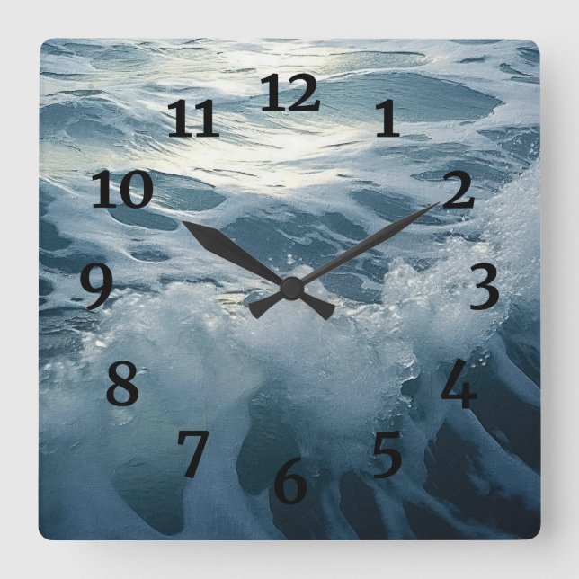 Crushing Waves Painting Square Wall Clock (Front)