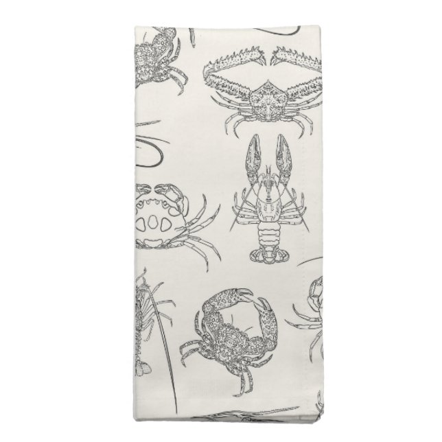 Crustacean Core Aesthetic Black and white Cloth Napkin (Folded)