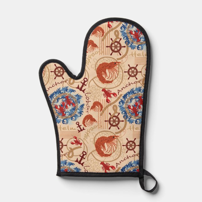 Crustacean core design oven mitt (Front)