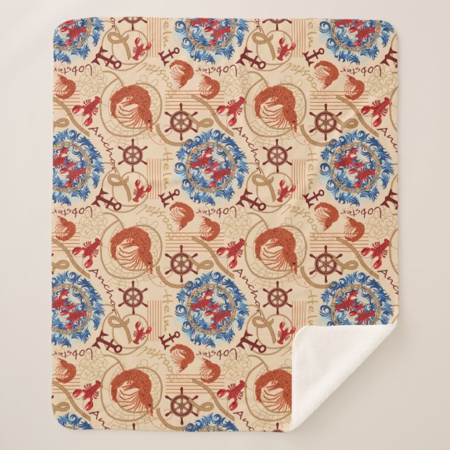 Crustacean core design sherpa blanket (Front)