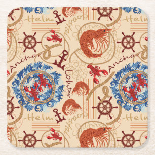 Crustacean core design square paper coaster