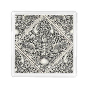 Crustacean in black and natural white acrylic tray