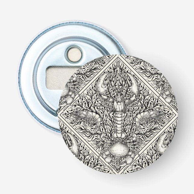 Crustacean in black and natural white bottle opener (Front)