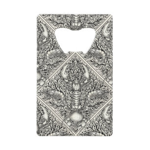 Crustacean in black and natural white credit card bottle opener