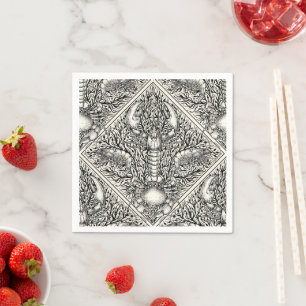 Crustacean in black and natural white napkins