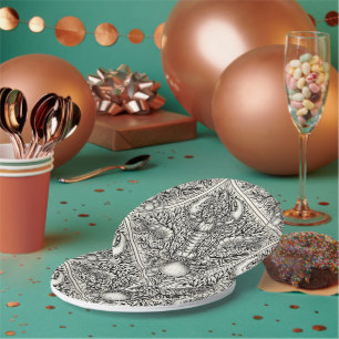 Crustacean in black and natural white paper plates