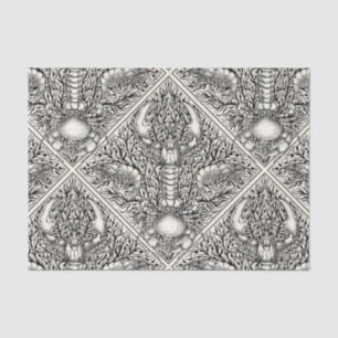 Crustacean in black and natural white tissue paper