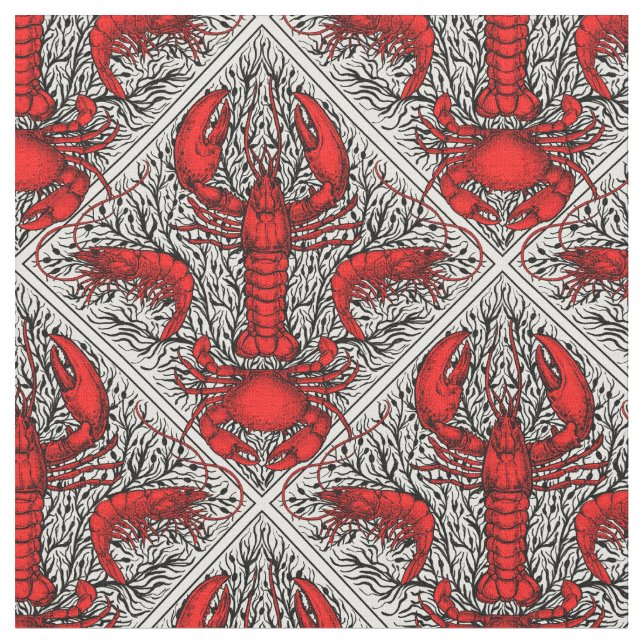 Crustacean in red, black and ivory fabric (Close Up)