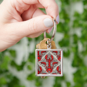 Crustacean in red, black and ivory keychain