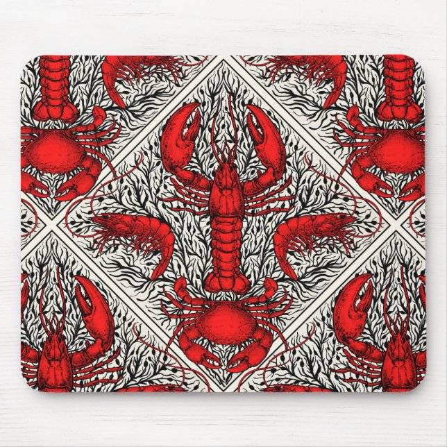 Crustacean in red, black and ivory mouse pad (Front)