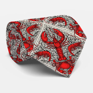 Crustacean in red, black and ivory neck tie