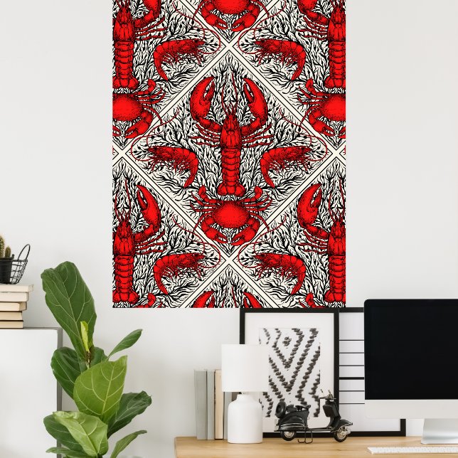 Crustacean in red, black and ivory poster (Home Office)