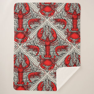 Crustacean in red, black and ivory sherpa blanket