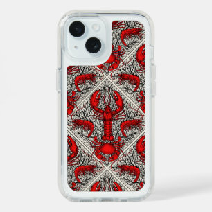Crustacean in red, black and ivory iPhone 15 case