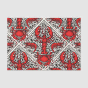 Crustacean in red, black and ivory tissue paper