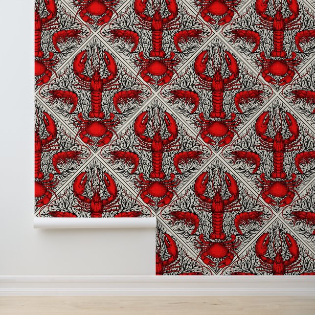 Crustacean in red, black and ivory wallpaper  (Application)