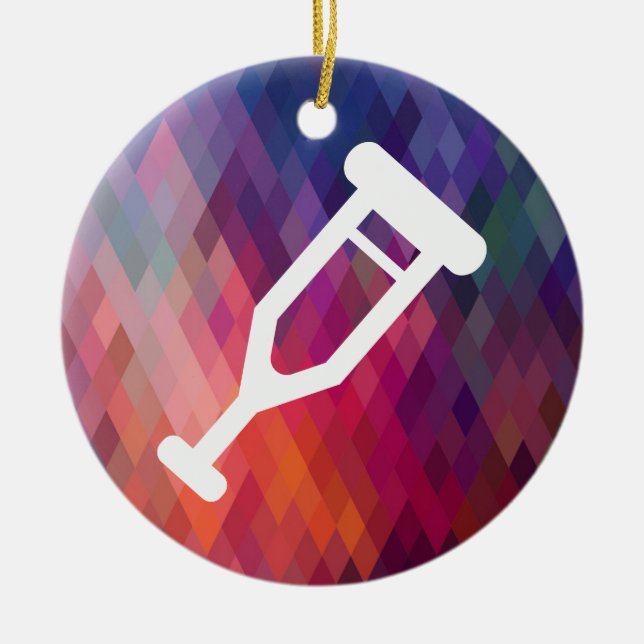 Crutch Legs Pictograph Ceramic Ornament (Front)