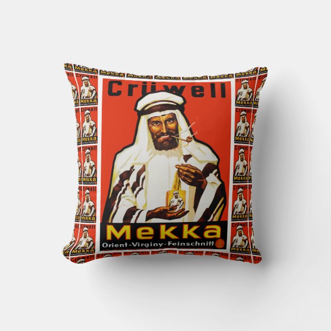 Cruwell Mekka Tobacco Throw Pillow (Front)