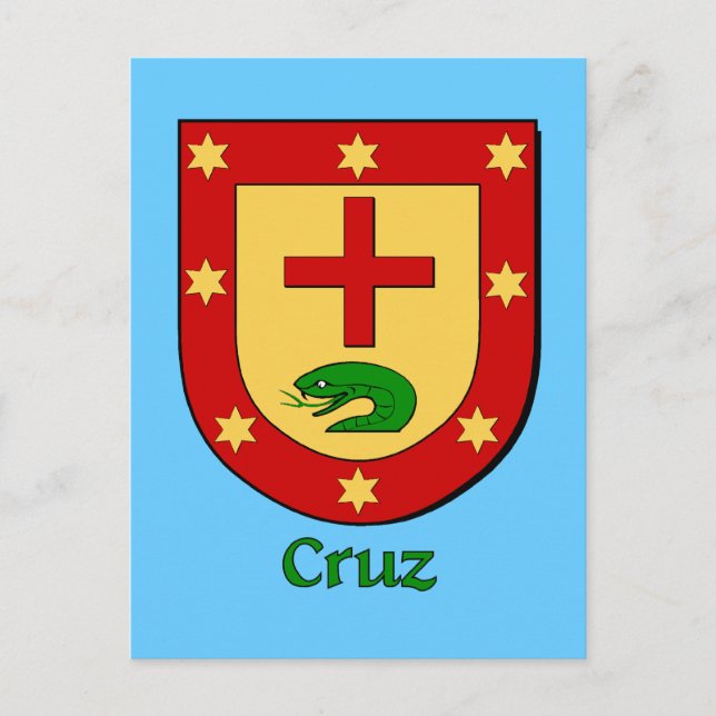 Cruz Family Heraldic Shield Postcard (Front)