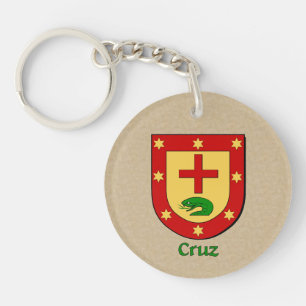 Cruz Historical Shield with Flag of Mexico Keychain