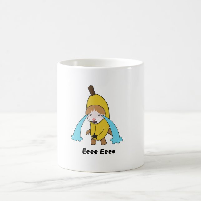 Cry Banana Sad Crying Cat Meme Eee Eee  Coffee Mug (Center)