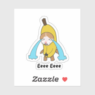 Cry Banana Sad Crying Cat Meme Eee Eee Shirt Sticker