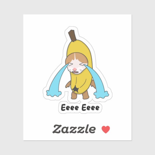 Cry Banana Sad Crying Cat Meme Eee Eee Shirt Sticker (Sheet)