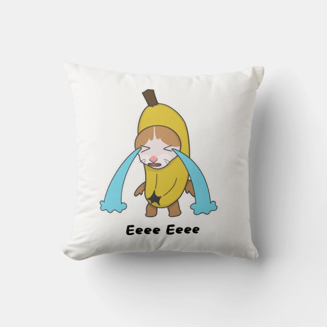 Cry Banana Sad Crying Cat Meme Eee Eee Shirt Throw Pillow (Front)