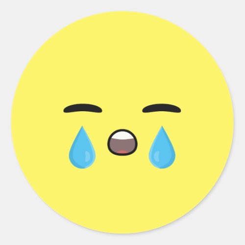 Cry Emoji Classic Round Sticker