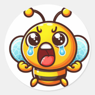 Crying Bee Classic Round Sticker