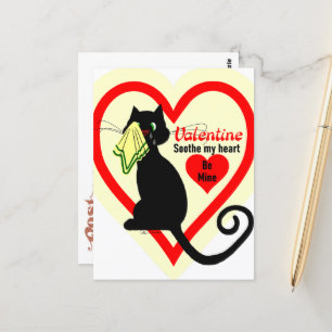 Crying Black Cat Old Fashioned Valentine Vintage Postcard