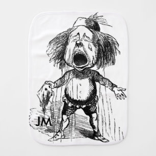 Crying Boy Funny Vintage Cartoon Drawing Burp Cloth