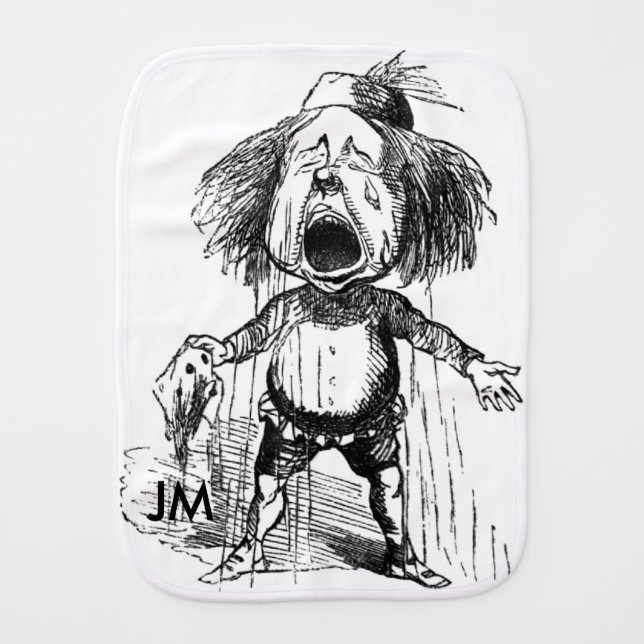Crying Boy Funny Vintage Cartoon Drawing Burp Cloth (Front)