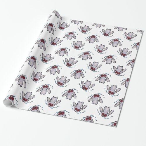 Crying Bunny Rabbit  Bawling Bunny Pattern Wrapping Paper