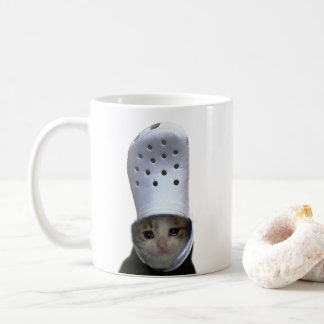 Crying Cat Croc Hat Meme Mug Double Sided