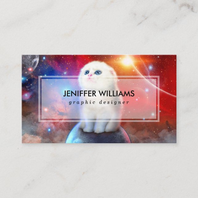 Crying cat in space                                business card (Front)